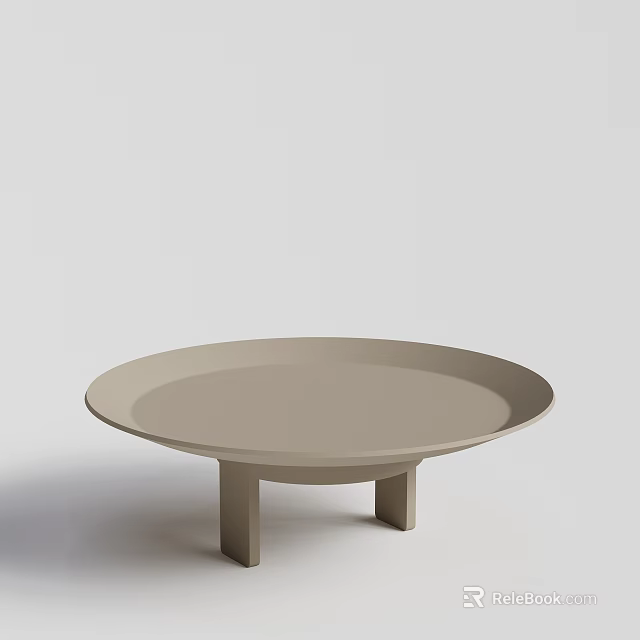 Modern Minimalist Round Coffee Table With Light Gray Finish And Stable Base 3d model 
