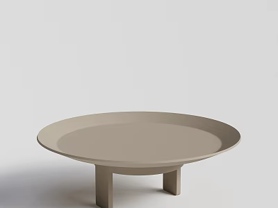 Modern Minimalist Round Coffee Table With Light Gray Finish And Stable Base 3d model