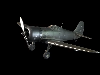 Vintage Airplane Model with Metal Body Propeller and Black Background 3d model