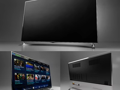 Sleek Modern Television With Large Screen Displaying Streaming Apps And Metal Stand 3d model