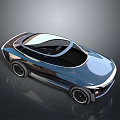 Futuristic Concept Car With Sleek Aerodynamic Body Transparent Roof And Modern Alloy Wheels