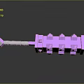 Purple Spiked Hammer Weapon With White Handle And Pixelated Design
