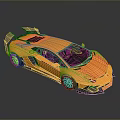Yellow Sports Car With Streamlined Body Rear Spoiler And Alloy Wheels