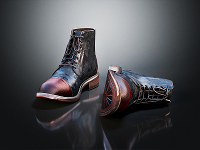 Modern Leather Shoes Leather Boots Men's Leather Shoes 3d model