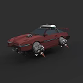 Red Futuristic Sci Fi Car With Hover Technology And Thruster Design