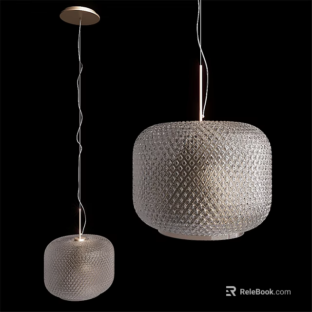 Two Modern Textured Pendant Lights With Diamond Pattern For Interior Lighting Decor 3d model 