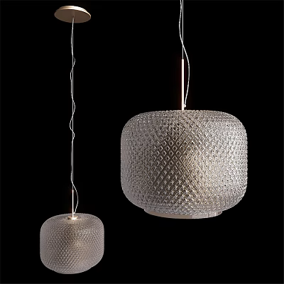 Two Modern Textured Pendant Lights With Diamond Pattern For Interior Lighting Decor 3d model