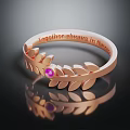Rose Gold Ring With Leaf Design And Pink Gemstone Engraved Together Always In Life