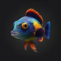 Vibrant Colorful Tropical Fish With Blue Orange Yellow Scales And Bright Fins