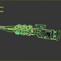 Futuristic Sci-Fi Weapon Featuring Blue Glowing Circular Components Metallic Structure And Advanced Mechanical Details 3d model