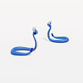 Blue Serpentine Decorative Figurines With Horns And Purple Accents On White Background