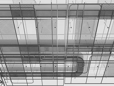 Modern Architectural Ceiling Design With Structural Grid Lines And Frames 3d model