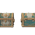 Vintage Ornate Treasure Chests With Gold And Turquoise Carvings And Metal Details