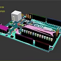 Detailed Blue Computer Motherboard With Electronic Chips Connectors And Black Slots