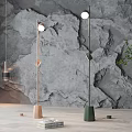 Stylish Floor Lamps In Modern Interior With Textured Gray Wall And Wooden Floor