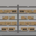 Gray Metal Storage Shelves With Stacked Brown Boxes And Labels For Organized Storage