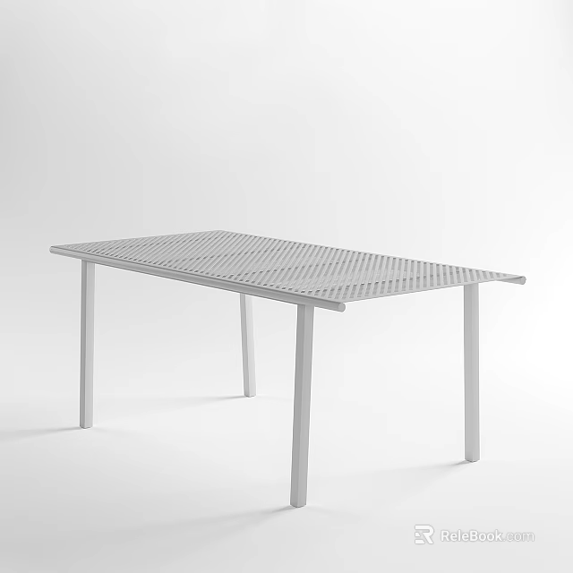 White Metal Table With Perforated Top And Slim Legs Minimalist Modern Design 3d model 