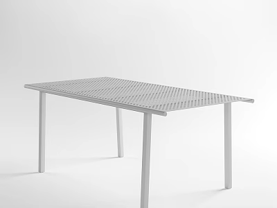 White Metal Table With Perforated Top And Slim Legs Minimalist Modern Design 3d model