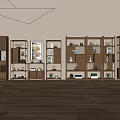 Traditional Chinese Wooden Curio Shelves Displaying Antiques Vases Books And Decorative Items