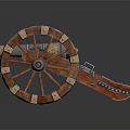 Ancient Cannon With Wooden Wheels And Metal Barrel Historical Military Artifact