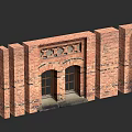 Red Brick Building Exterior Wall With Arched Windows And Decorative Brick Details