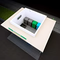 Outdoor Waste Sorting Kiosk With Multiple Category Bins Signage And Green Plants