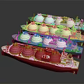 Multi Layered LNG Carrier Ships With Different Storage Tank Styles 3d model