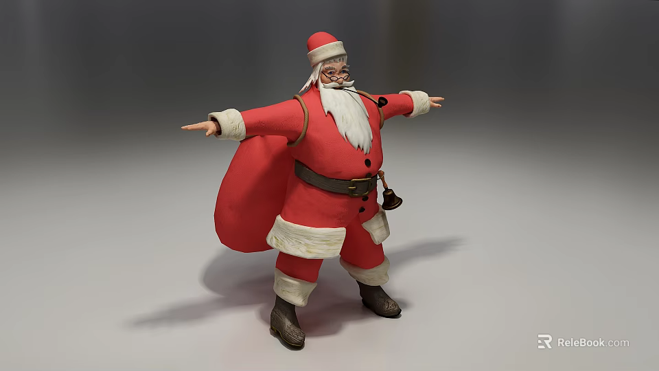 Festive Christmas Santa Claus Decorative Figurine Ornament Set with Red Outfit White Beard and Sack 3d model 