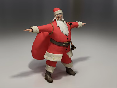 Festive Christmas Santa Claus Decorative Figurine Ornament Set with Red Outfit White Beard and Sack 3d model