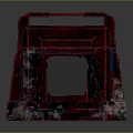 Futuristic Red Chest With Glowing Red Lines Weathered Texture And Triple Dot Symbol