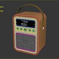 Portable Wooden Audio Speaker With Leather Handle Digital Time Display FM Radio And Control Buttons