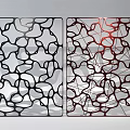Modern Interior Decorative Partitions With Black And Red Intricate Hollow Patterns
