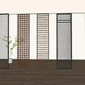 Modern Room Dividers With Different Grid And Vertical Slat Patterns For Interior Decor 3d model