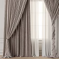 Elegant Beige Velvet Curtains With Sheer Panels And Natural Light Window