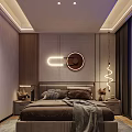 Modern Living and Dining Room Interior With Open Layout Sofa Coffee Table TV Wall Marble Lighting
