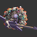 Cat Ear Girl With Purple Electric Guitar Wearing Colorful Dress Pink Stockings And White Shoes