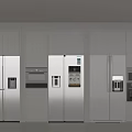 Modern Kitchen Interior Featuring Various Appliances Including Refrigerators Ovens And Cabinets 3d model