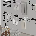 Minimalist Modern Bathroom Wall Storage Rack With Towel Bars Shelves And Towels