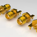 Durable Golden Threaded Brass Electronic Connector Components With Metallic Design
