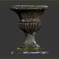 Antique Rustic Decorative Urn With Weathered Surface And Carved Square Base 3d model