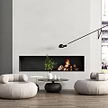 Modern Casual Sofa Combination Single Sofa Coffee Table Fireplace 3d model