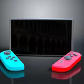 Modern Portable Game Console With Tablet Display And Blue Red Controllers