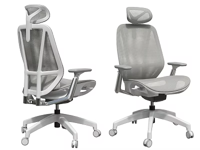 Modern Office Chair With Mesh Design Headrest Armrests And Five Star Base Casters 3d model