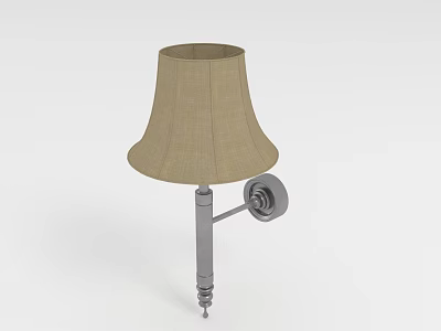 Modern Wall Mounted Lamp With Beige Linen Fabric Lampshade And Metal Bracket 3d model