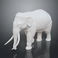 White Elephant Sculpture With Long Ivory Smooth Surface And Dark Background