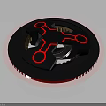 Red Black Circular Mechanical Equipment Component With Gear Mechanism Design 3d model