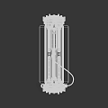 Brass Industrial Chandelier With Cylindrical Metal Parts And Glass Tube Design