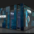 BIOTHERM Store Display Featuring Blue Background Large Bottle And Product Shelves