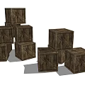 Rustic Wooden Boxes Stacked in Multiple Layers with Natural Wood Texture