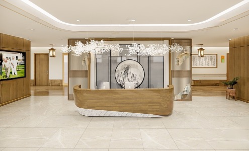 New Chinese Hotel Lobby 3d model